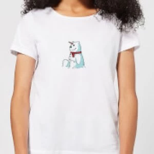 Unicorn Snowman Womens Christmas T-Shirt - White - 5XL