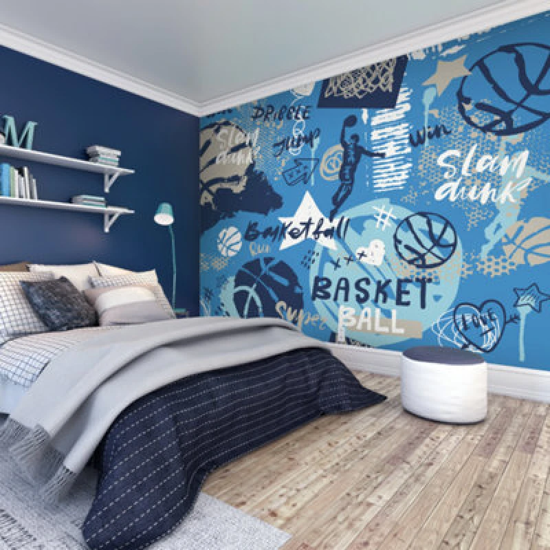 Image of Origin Murals Graffiti Basketball Blue Paste The Wall Mural 350Cm Wide X 280M High
