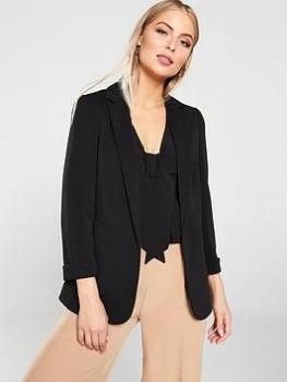 Image of Wallis Ribbed Ponte Jacket - Black, Size 10, Women