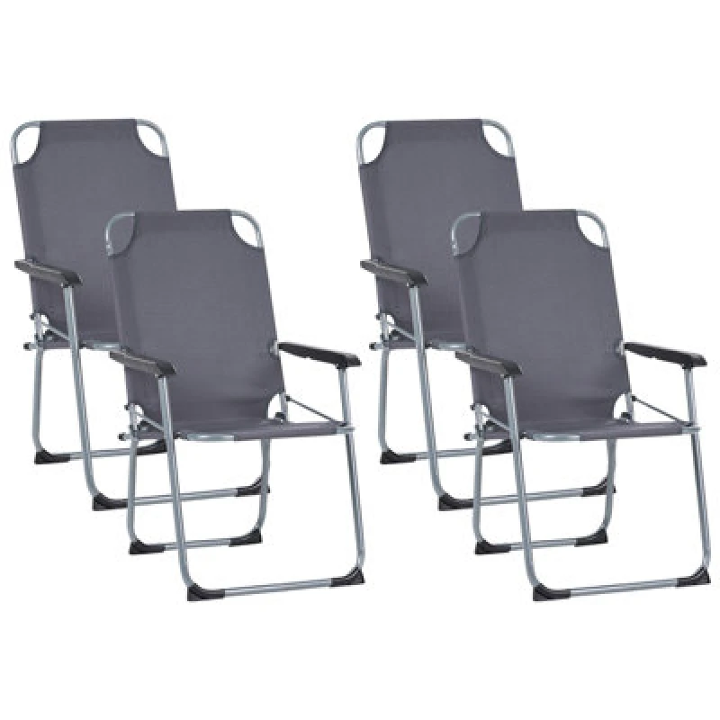 Image of Beliani Set Of 4 Garden Chairs Galatsi Folding Metal Grey