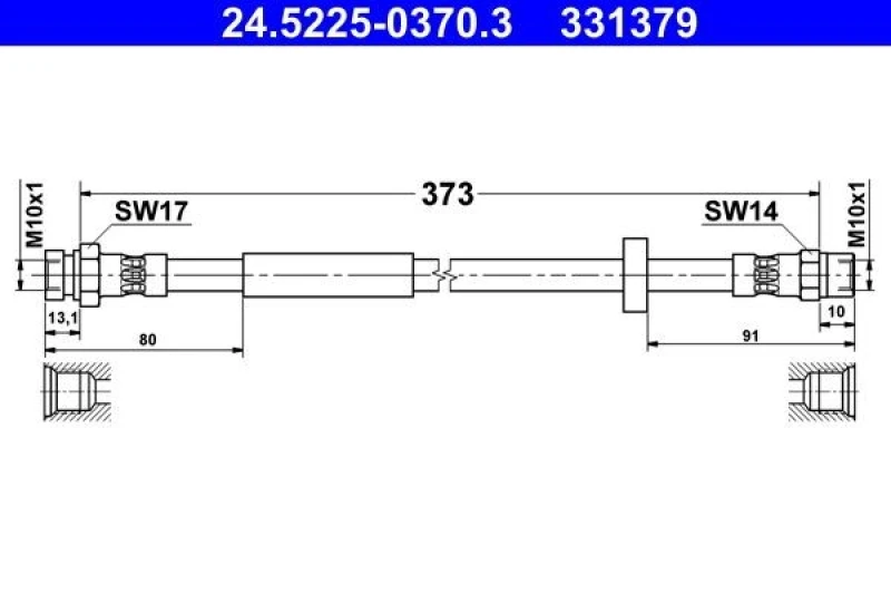 Image of ATE 24.5225-0370.3 Brake Hose Brake Hose (83)