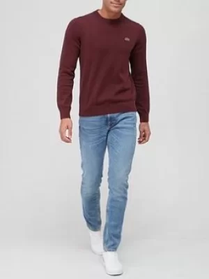 Image of Lacoste Crew Neck Jumper, Burgundy, Size 2XL, Men