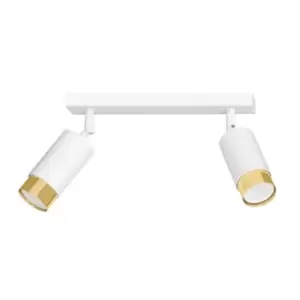 Image of Hiro White/Gold Twin Ceiling Spotlight 2x GU10