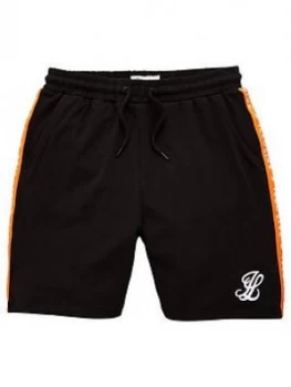 Image of Illusive London Boys Orange Taped Shorts - Black