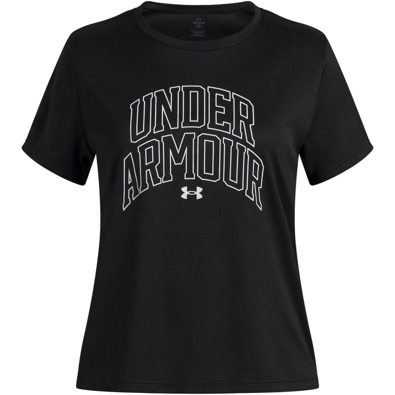 Image of Under Armour Kids Tech Varsity Short-Sleeve Performance Gym Top Black female 7-8 (S)