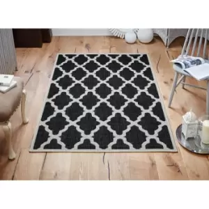Image of Moda Flatweave Trellis Black 80cm x 150cm Rectangle - Black