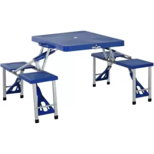 Image of Outsunny - Folding Portable Picnic Table Chair Set Camping Hiking BBQ Party - Blue