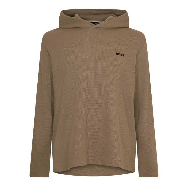 Image of Boss Mens BW Waffle Hoodie Texture Design Open Brown 245 male 2X Large