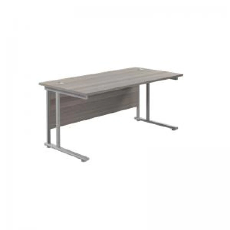 Image of Jemini Rectangular Cantilever Desk 1600x800x730mm Grey Oak/Silver KF807056