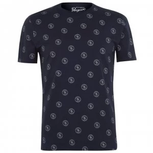 Image of Original Penguin Logo Print T Shirt - Dark Sapphire