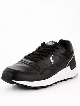 Image of Polo Ralph Lauren Trackster Pony Leather Runner Trainers - Black, Size 11, Men