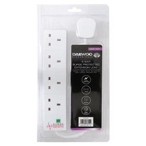 Image of Daewoo 4-Way 1m Extension Lead with Surge Protection - White
