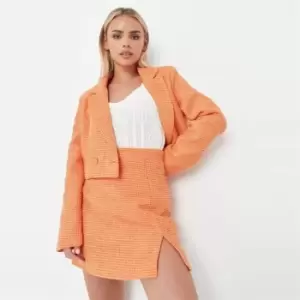 image of Missguided Split Boucle Mini Skirt - Orange