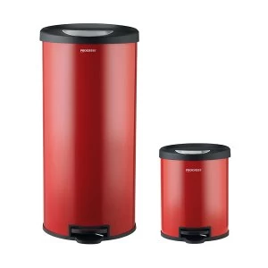 Image of Progress BW04729R 30-Litre and 5-Litre Round Pedal Bin Set