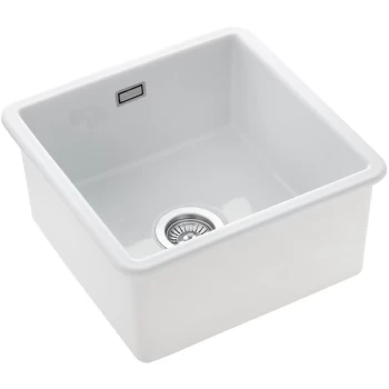 Image of Rangemaster - Rustique Kitchen Sink 1.0 Single Bowl Square Ceramic Strainer Waste