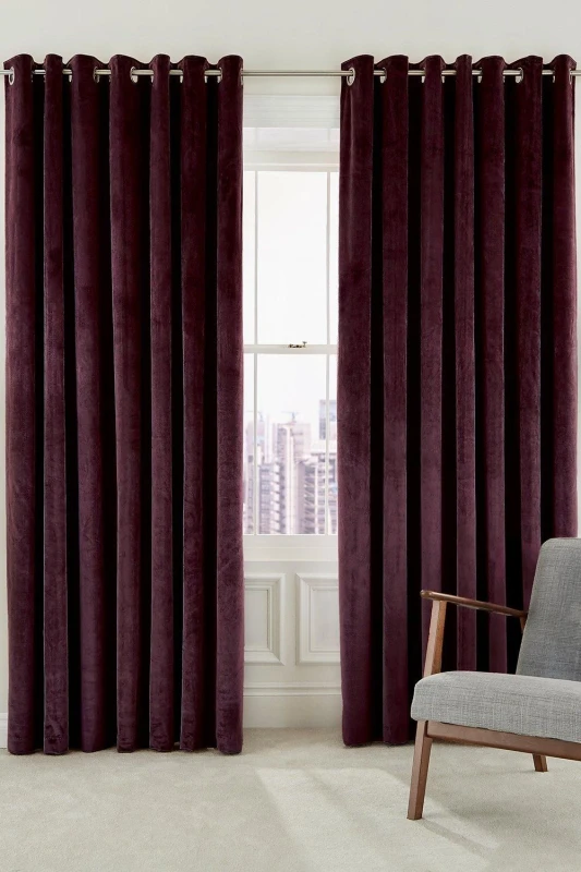 Image of Helena Springfield Helena Springfield 'Escala' Woven Lined Curtains in Dark Red Size: 167cm width x 183cm drop Dark Red 167cm width x 183cm drop Uni