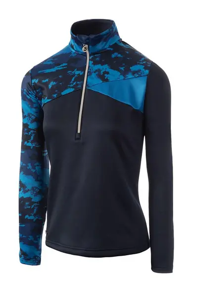 Image of Island Green Printed Colour Block Top Layer Navy