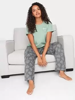 Image of M&Co Fairisle Heart Wide Leg Pyjama Set - Green
