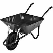 image of Walsall Wheelbarrow Easiload Barrow In A Box Black With Pneumatic Wheel Steel pan and frame