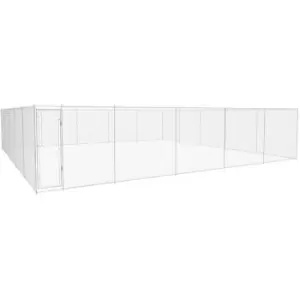 Image of Vidaxl - Outdoor Dog Kennel Galvanised Steel 950x950x185cm Silver