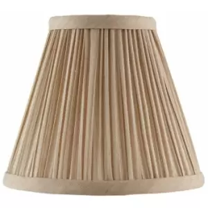 image of 6" Luxury Round Tapered Lamp Shade Beige Pleated Organza Modern Elegant Drum