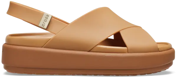 Image of Crocs Women Brooklyn Luxe Cross Strap Sandals Tan / Tan 8
