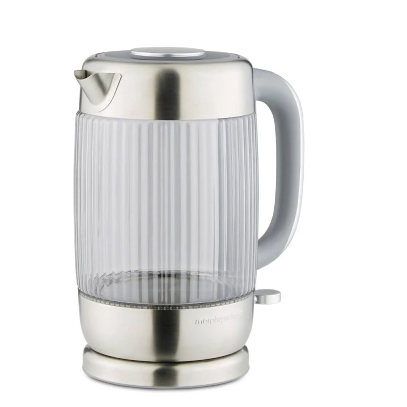 Image of Morphy Richards Lantern Ribbed Glass Kettle in Grey Size: Small Grey Unisex Small