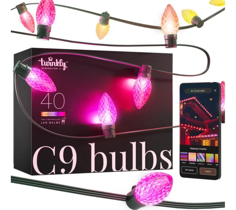 Image of TWINKLY C9 Pine Cone Generation II Smart 40 RGB LED String Lights - 12.2 m 8053614841585
