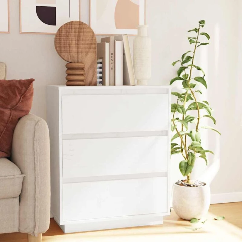 Image of VIDAXL Sideboard White 60x34x75cm Solid Wood Pine Vidaxl 8720286841877