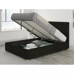 Image of Grant Ottoman Upholstered Bed, Kimiyo Linen, Charcoal - Ottoman Bed Size Double (135x190)