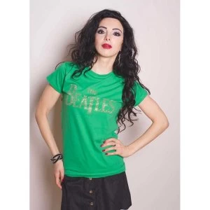 Image of The Beatles - Drop T Logo Womens Medium T-Shirt - Green