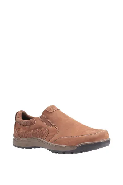 image of Hush Puppies 'Jasper' Leather Slip On Shoes Tan