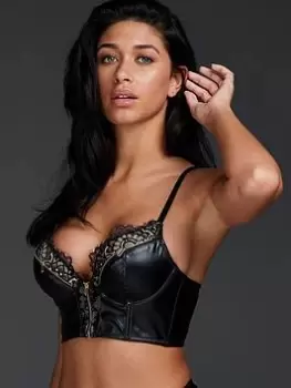 Image of Hunkemoller Talia Private Padded Push Up Longline Bra, Black, Size 36Dd, Women