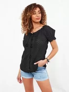 image of Joe Browns Joe Browns Joyful Broderie Blouse Black, Size 12, Women