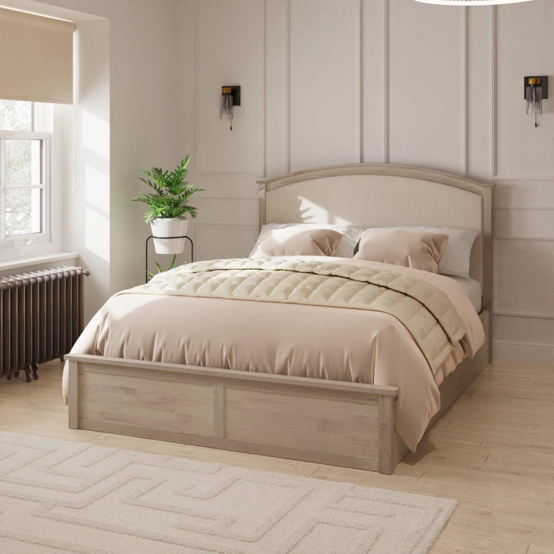 Image of GFW Madrid King Ottoman Bed & Pocket Sprung Mattress Beds King Limed Oak 72958490050