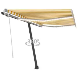 image of Vidaxl Manual Retractable Awning With LED 350X250 Cm Yellow And White