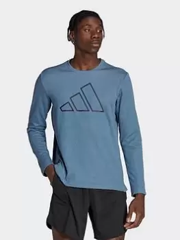 Image of adidas Train Icons 3 Bar Logo Training Crew Sweatshirt, Grey, Size L, Men