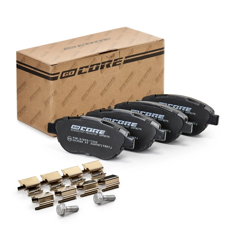 Image of goCORE GCD020707 Brake pad set not prepared for wear warning indicator, with accessories, with brake caliper screws Brake Pad Set,disc brake (402)