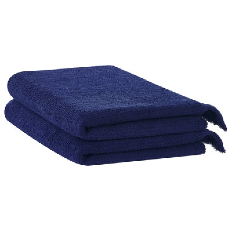 Image of Beliani Set Of 2 Towels Atiu Terry Cotton Navy Blue