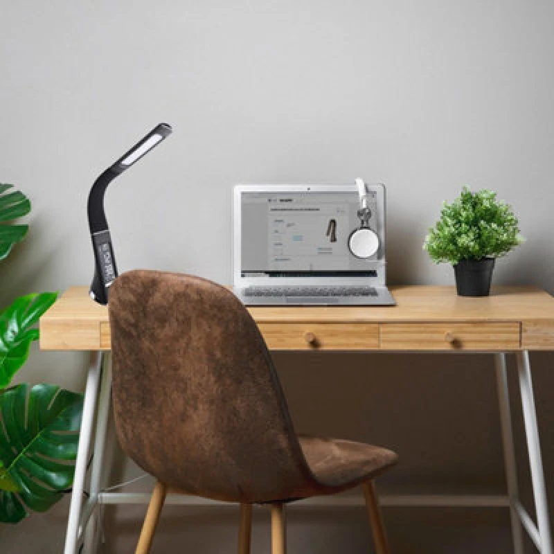 Image of Milagro Gala Stylish Desk Lamp Black With Clock And Themometer Black unisex