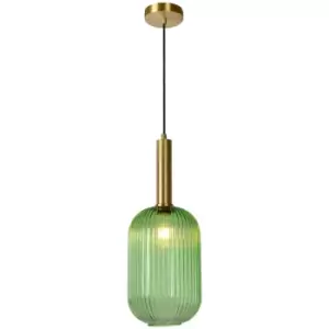 image of Lucide MALOTO - Pendant Light - Ø20cm - 1xE27 - Green