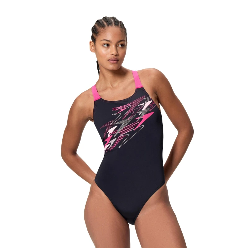 Image of Speedo Womens Meda One Piece Swimsuit Ant/Pink female 14 (L)
