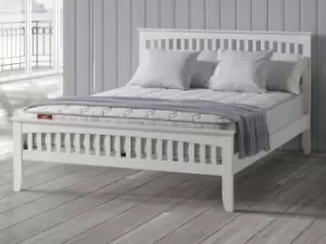 image of Sareer Sandhurst 4ft Small Double White Wooden Bed Frame