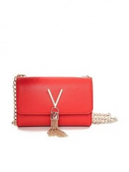 image of Valentino By Mario Valentino Divina Tassel Fold Over Cross Body Bag - Red