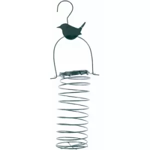 Image of Homescapes - Metal Hanging Bird Feeder with Bird Decoration, Chaffinch - Green - Green