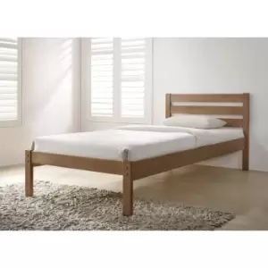 Image of Flintshire Eco Solid Poplar Wood Bed Frame 3ft Single Oak Effect