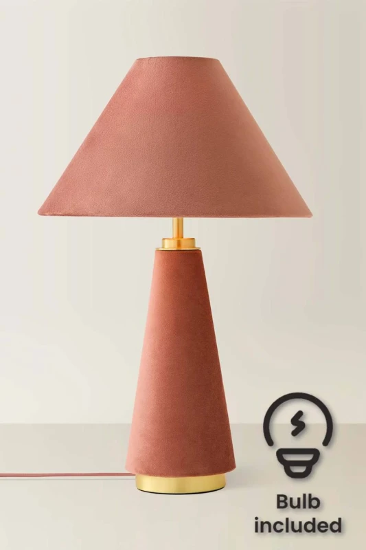 Image of ValueLights Martha Table Lamp with Conical Lamp Shade & Bulb in Dusty Pink Dusty Pink Unisex
