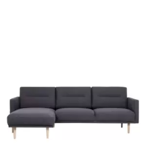 image of Larvik Chaise Longue Sofa Left Hand Anthracite Oak Effect Legs