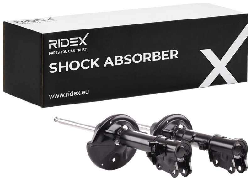 Image of RIDEX 854S2576 Shock absorber Rear Axle Left, Gas Pressure, Twin-Tube, Suspension Strut, Bottom Yoke Shock Absorber (854)