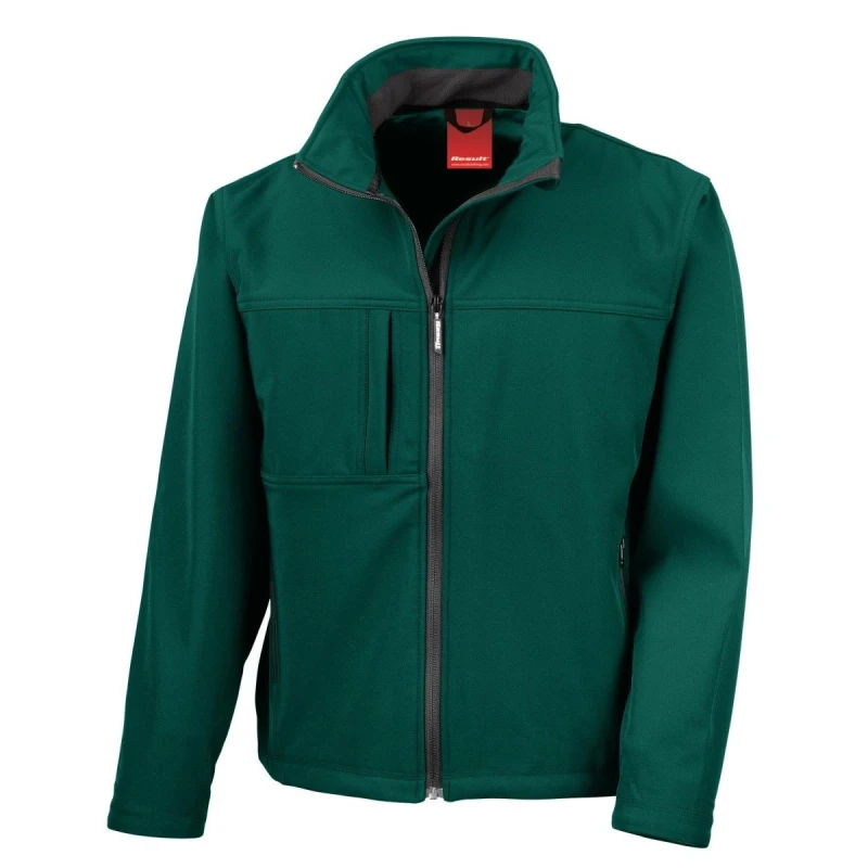 Image of Result Result Men Softshell Premium 3 Layer Performance Jacket (Waterproof, Windproof & Breathable) in Bottle Green Size: Small Bottle Green S Male